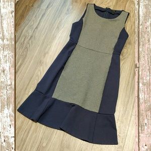 J.Crew fitted flare blue grey dress